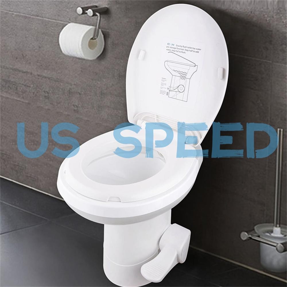 20″ Gravity Flush Toilet Foot Pedal Home Caravan Travel Camping RV Camper Toilet