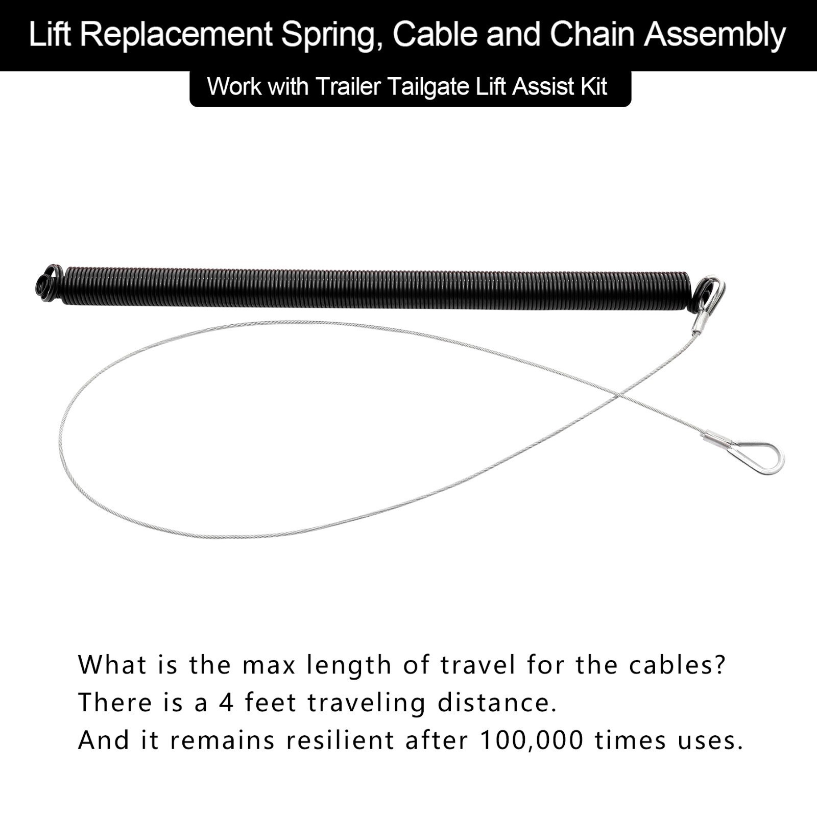 2X Trailer Tailgate Lift Assist Spring Cable Kit For Gorilla-Lift Trailer Spring