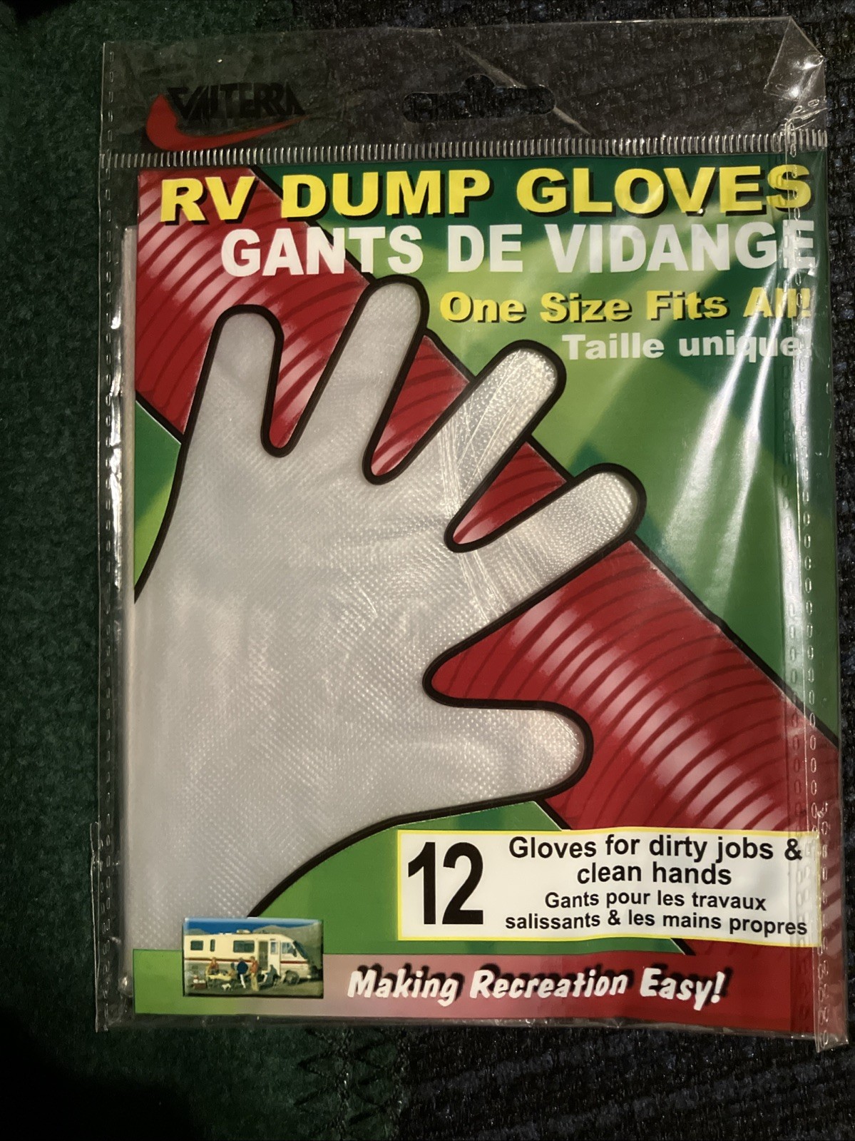 Valterra D04-0108, RV Dump Gloves, Disposable, One Size Fits All, Bag Of 12, DAS