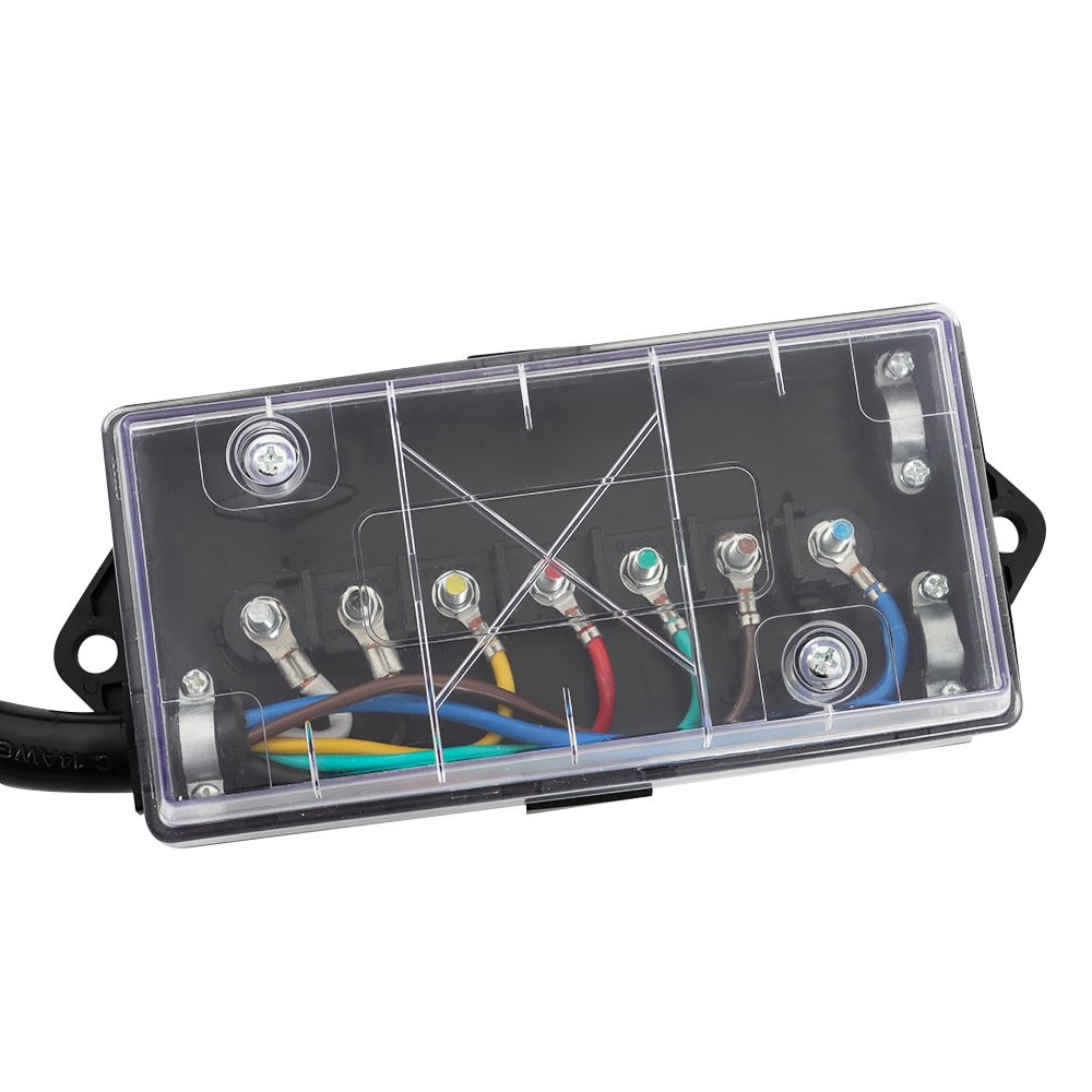 RV Trailer 8FT 7 Way Trailer Cable with 7 Pin Plug and 7 Gang Junction Box