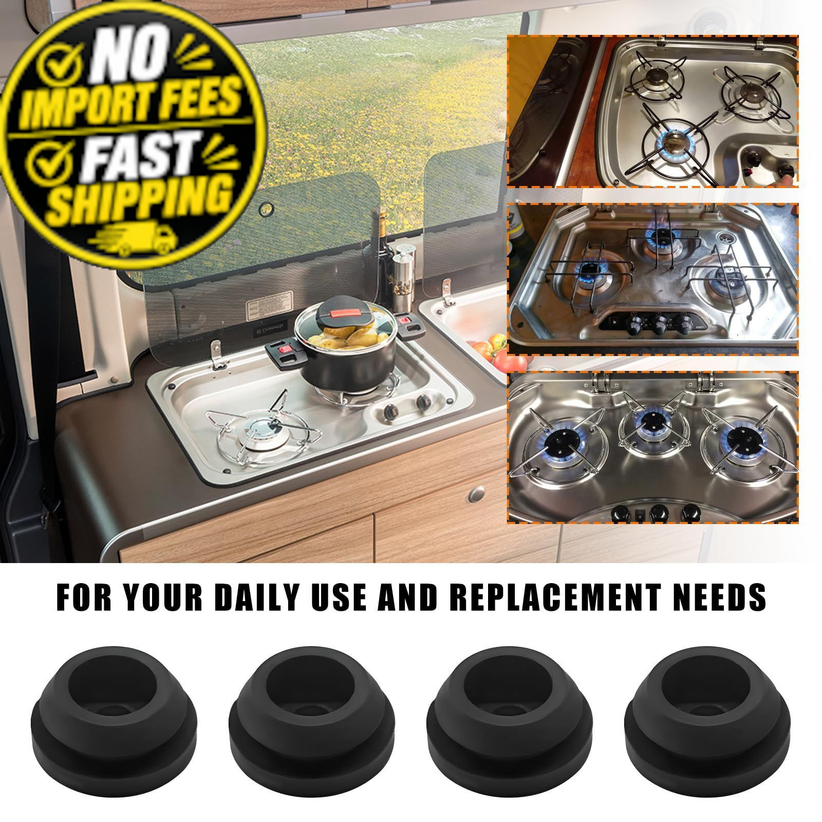 povtii 4 PCS RV Stove Top Grommets, Range Grate Grommet 4