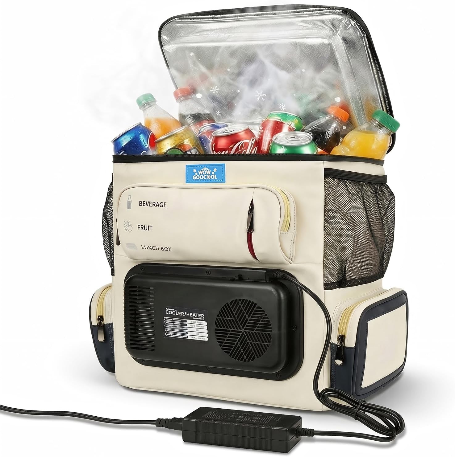 Lightweight 5.5lbs Car Cooler Bag 16Qt Electric Heating Cooling 32-140°F for Roa