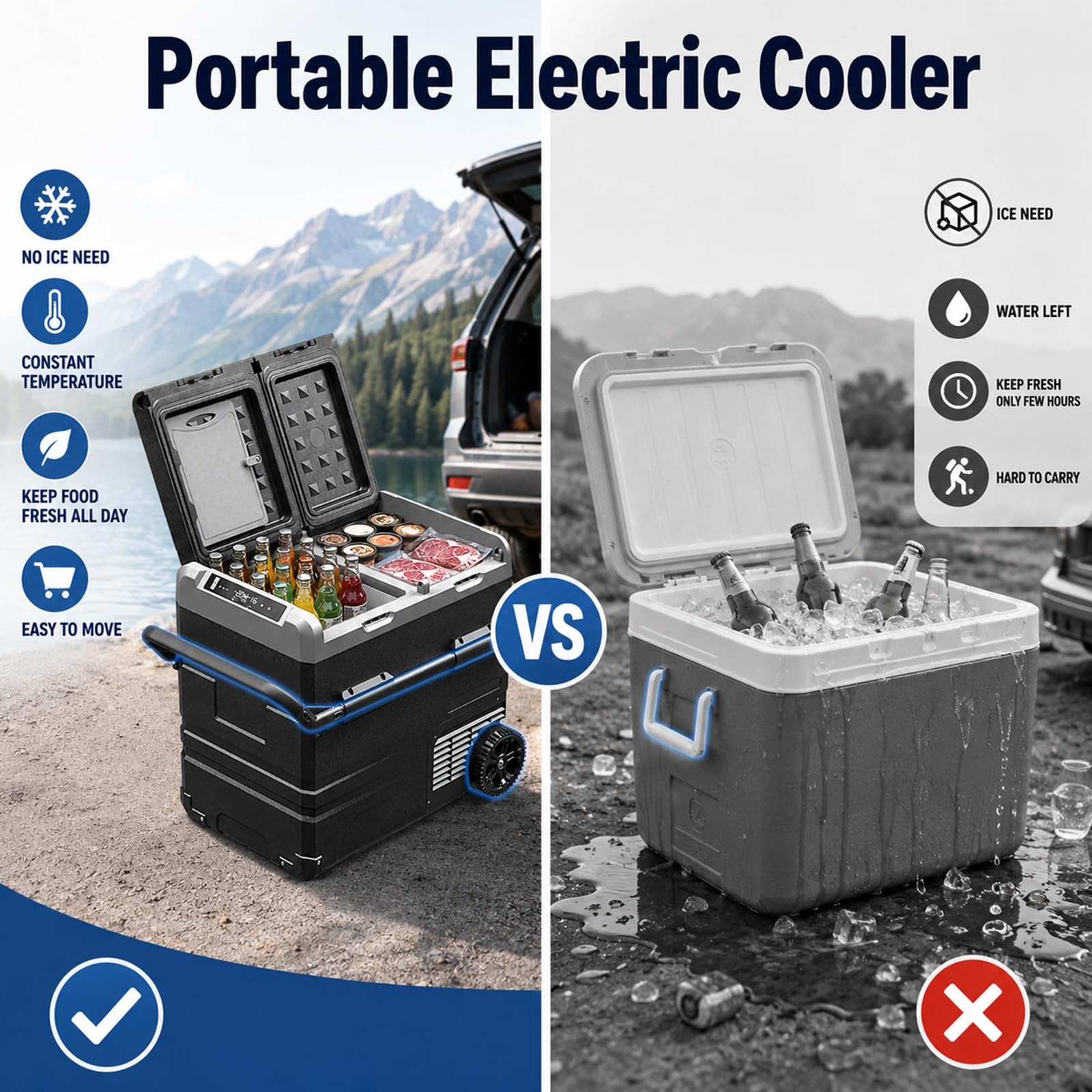 YELLOW JACKET 12Volt Car Refrigerator 58 Quart, Portable Freezer Dual Zone TAW55