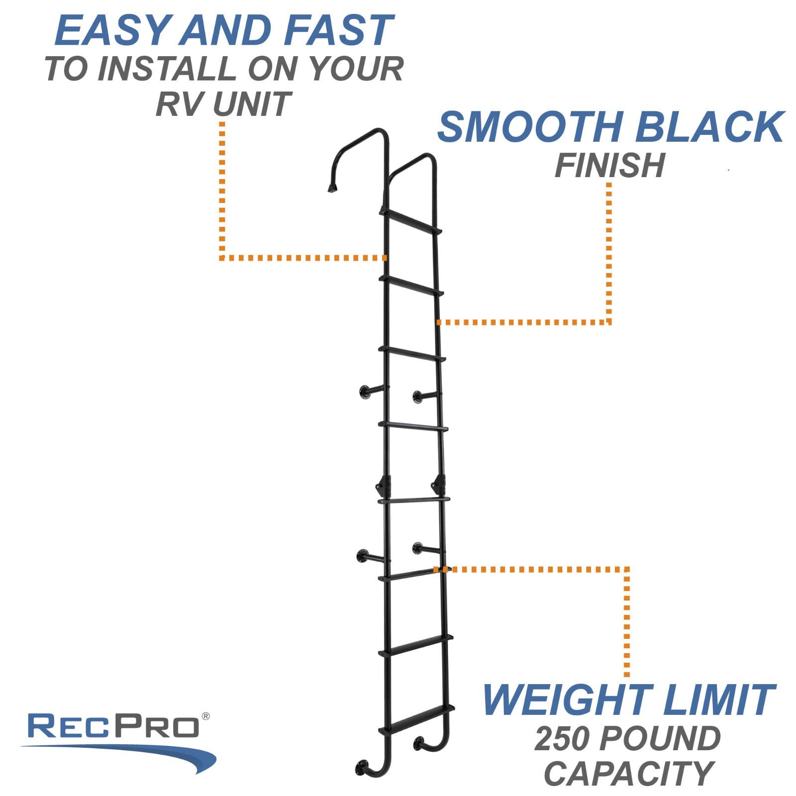 RecPro Universal Exterior Rear RV Ladder Kit 92″ DIY Aluminum Ladder Assembly
