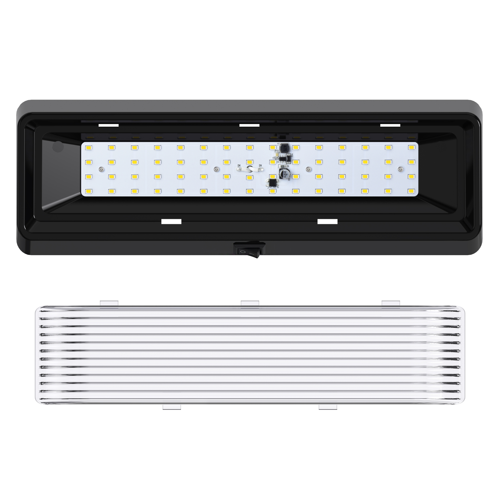 12 inch Black Exterior RV LED Porch Light 650LM 12 Volt with Switch 2 PACK