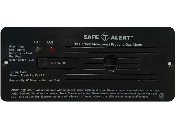 NEW! Safe-T-Alert 35-742-BL Black Flush Mount Propane/Carbon Monoxide Gas Alarm