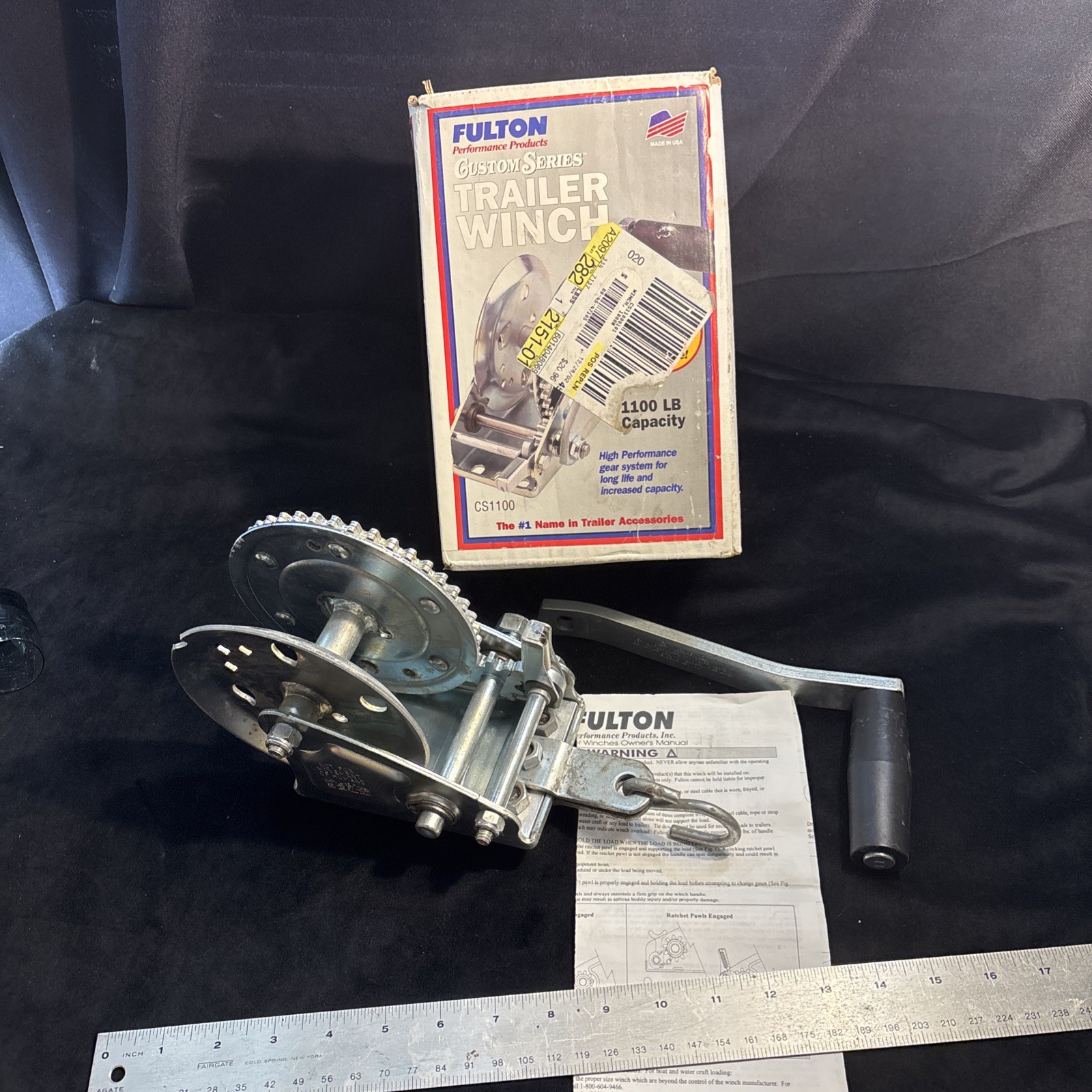 FULTON CS1100 TRAILER WINCH 1100 LB CAPACITY New With INSTRUCTIONS Box Freeship!