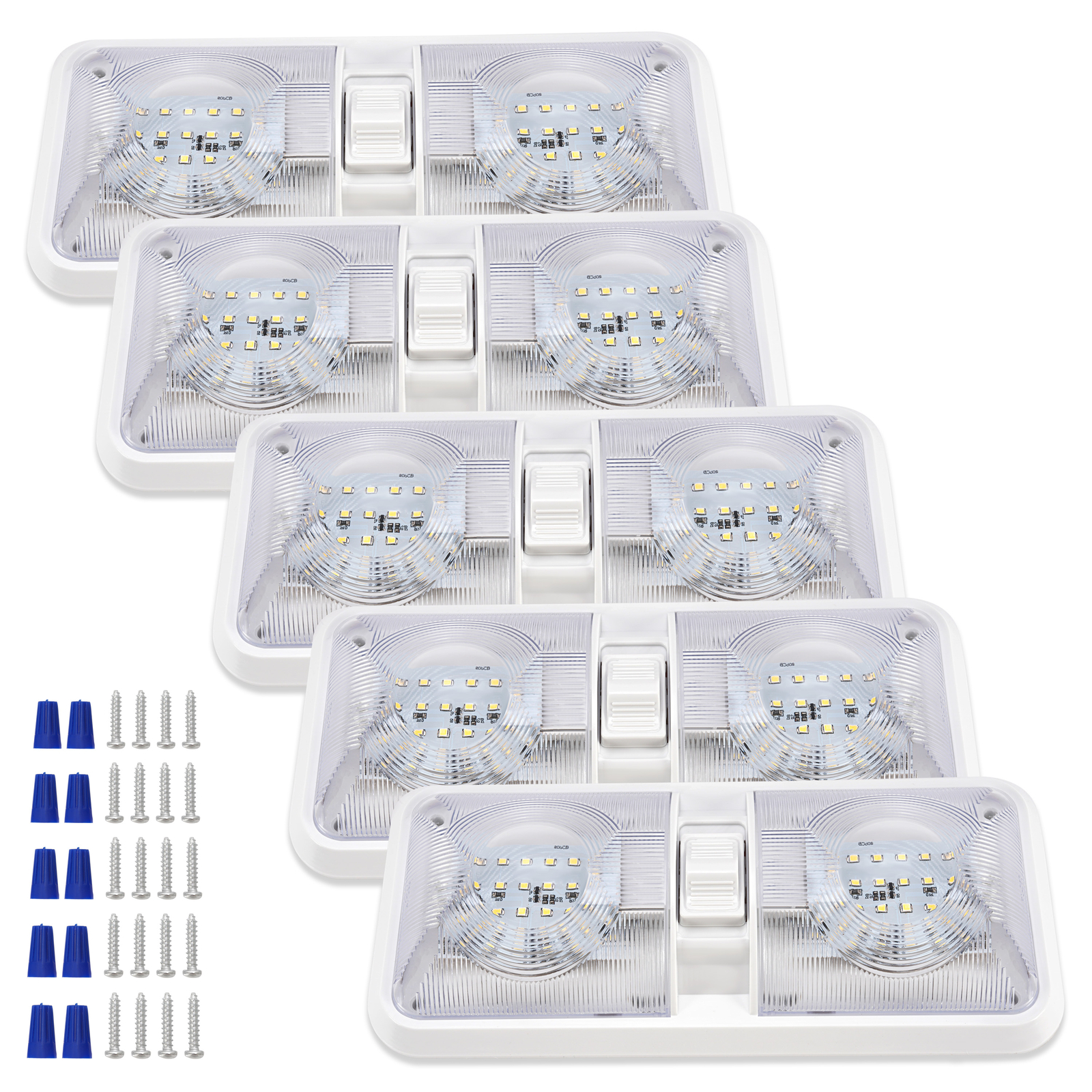 For RV Boat Camper Trailer Double Dome Light 5PCS 12V Interior LED Ceiling Light