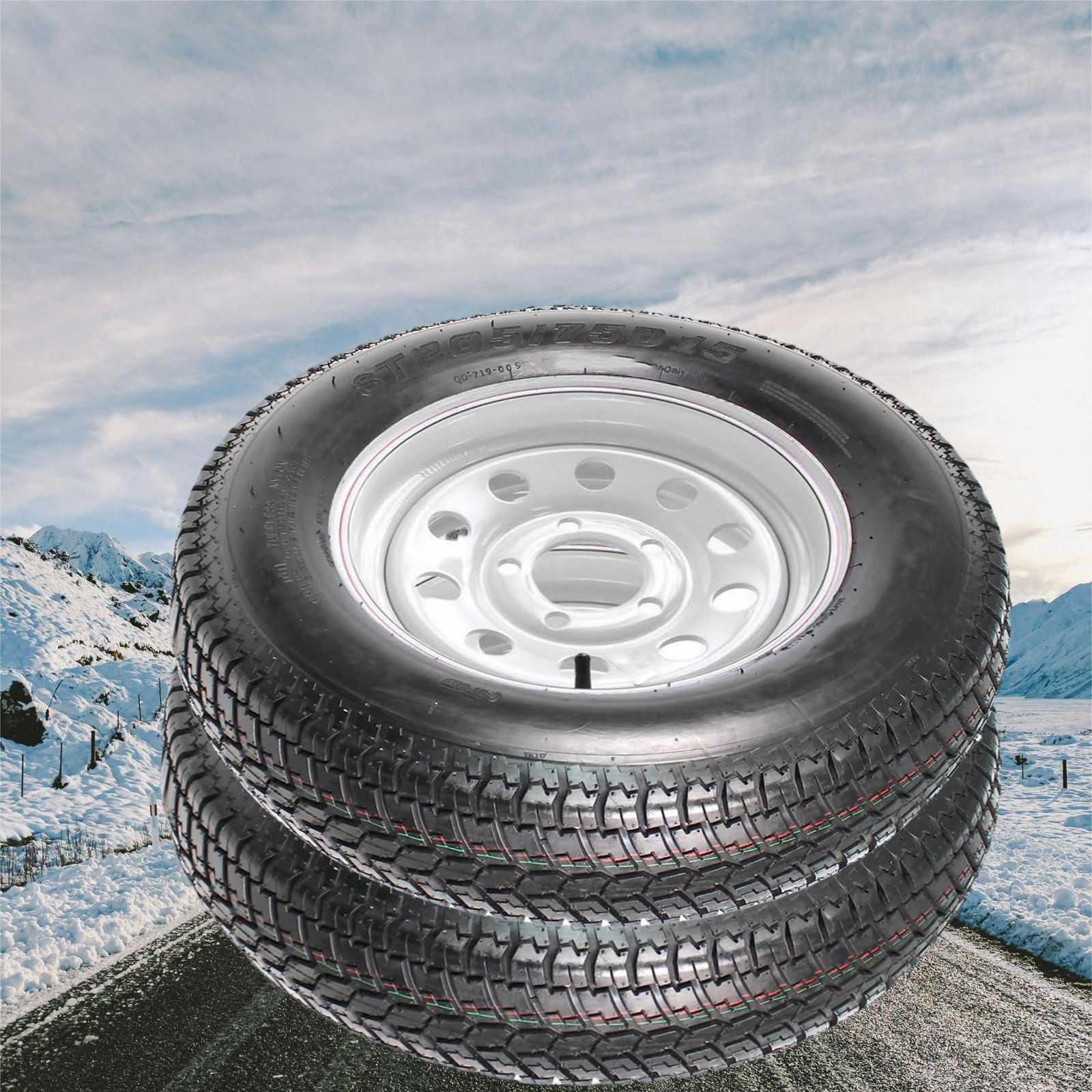 🔥2 PCS ST205/75D15 Trailer Tire 5 Lug 6 Ply ST205 75D 15 Tire with 15″ Rim Whee