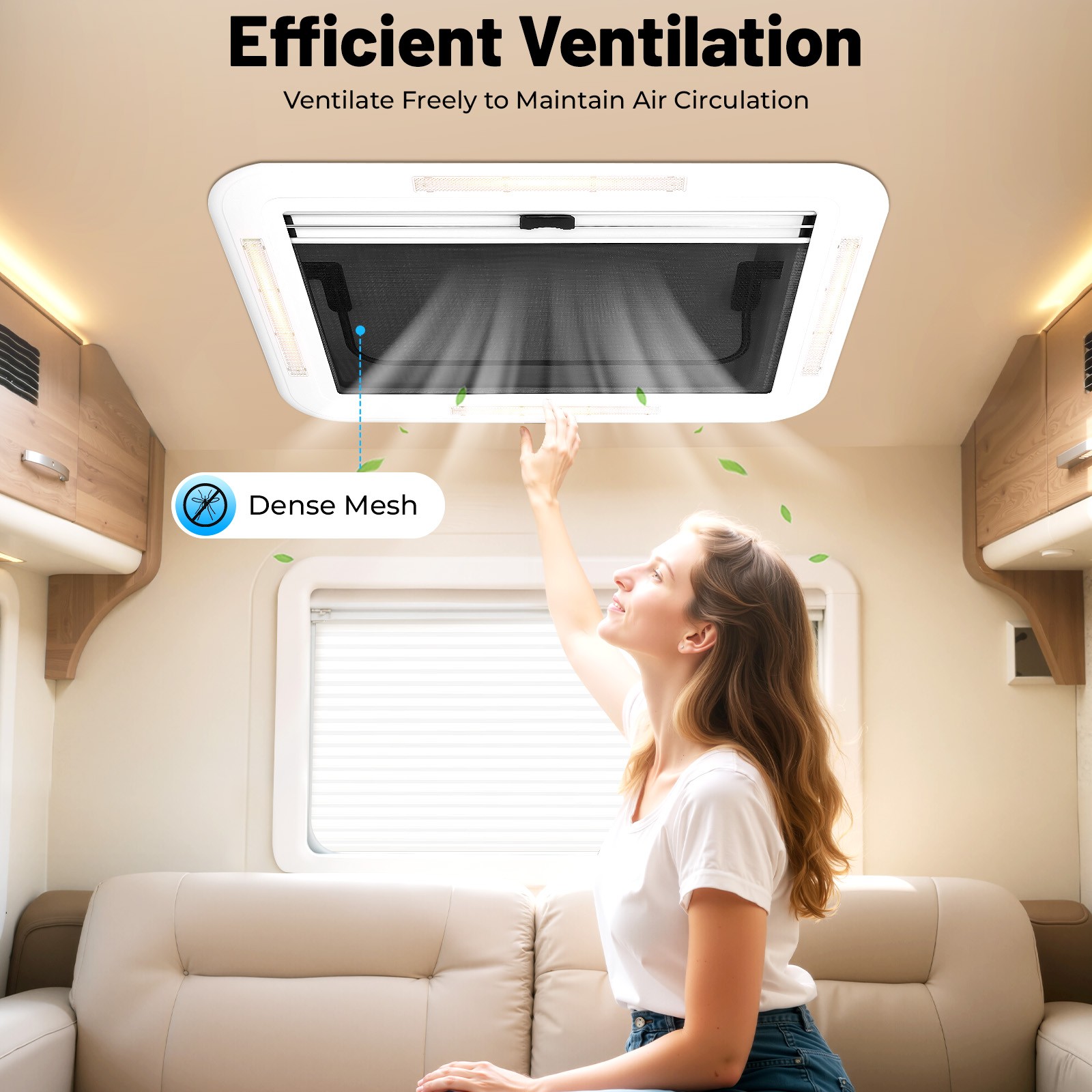 700x500mm Caravan Skylight RV Roof Window Motorhome Venting Hatch w/ LED Light !