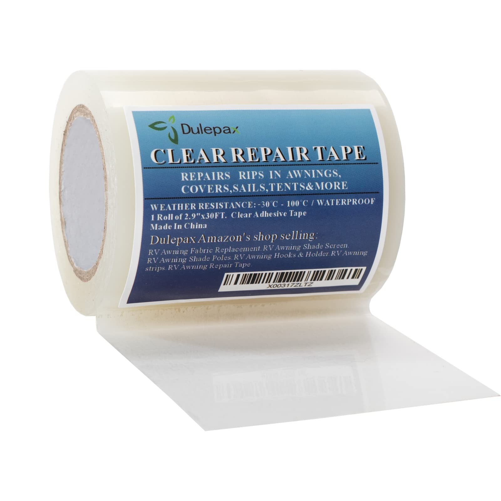 Dulepax-Tent Repair Tape,Awning 30 ft x 2.9″, Clear,Transparent