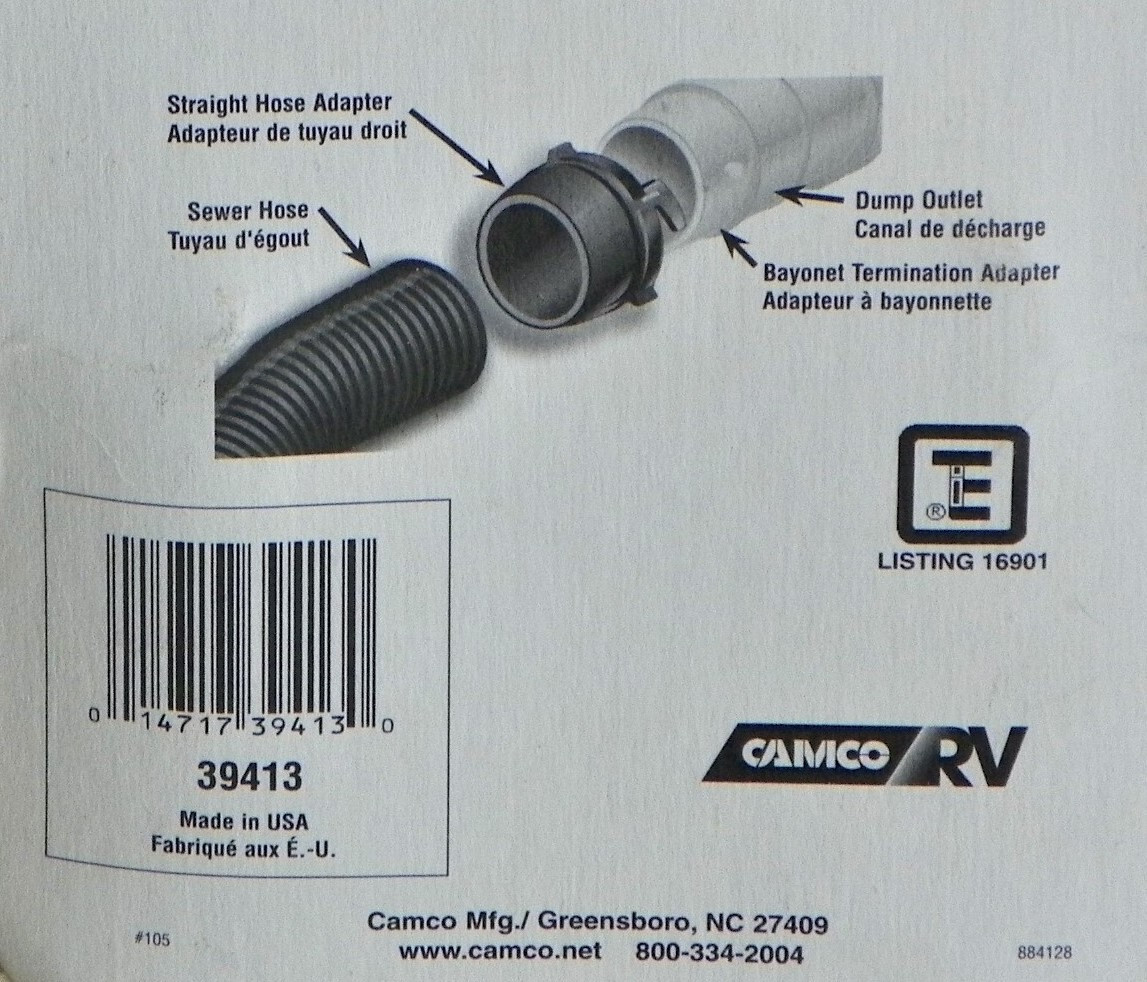CAMCO RV 10’ Standard Sewer Hose & Bayonet Straight Hose Adapter
