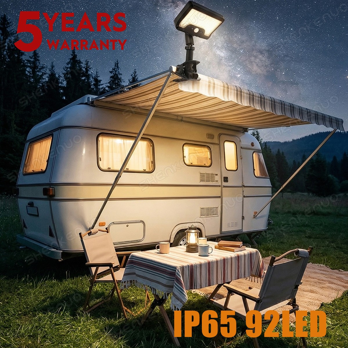 Waterproof RV Porch Light Camper LED Exterior Utility Awning Light Solar + USB