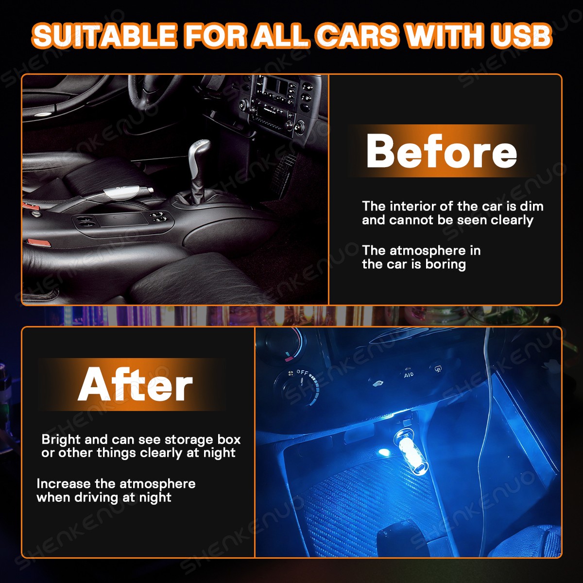 LED Night Light for Car Interior & Camping Mood Lamps 3 COLORS AVAILABLE 2pcs