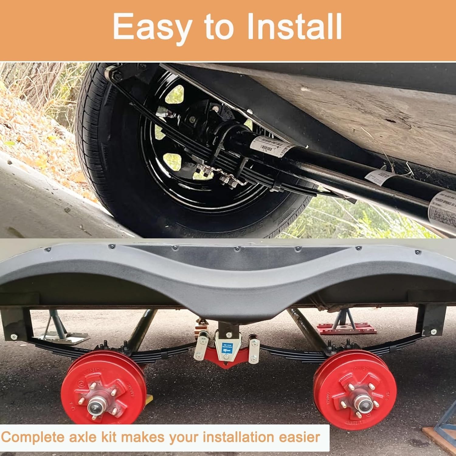 73″ Trailer Axle Kit 3500 lbs 5×4.5″ Idler Hub w/ Leaf Springs U-Bolt Kit 58″ SC