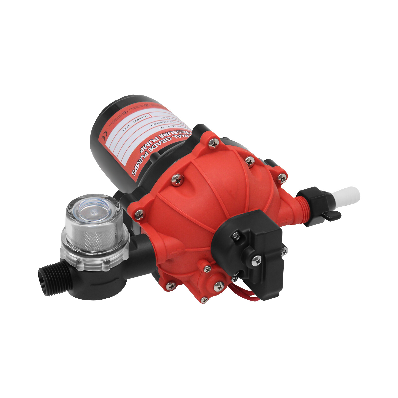12V RV Water Pump 6.5GPM 70PSI 5-Chamber Diaphragm Pump Self-Priming Pump Boat
