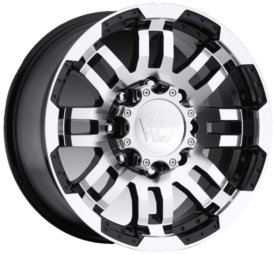 Vision Wheel 375 Warrior Trailer RIM 16×6 8/6.5 0mm Gloss Black Machined Lip