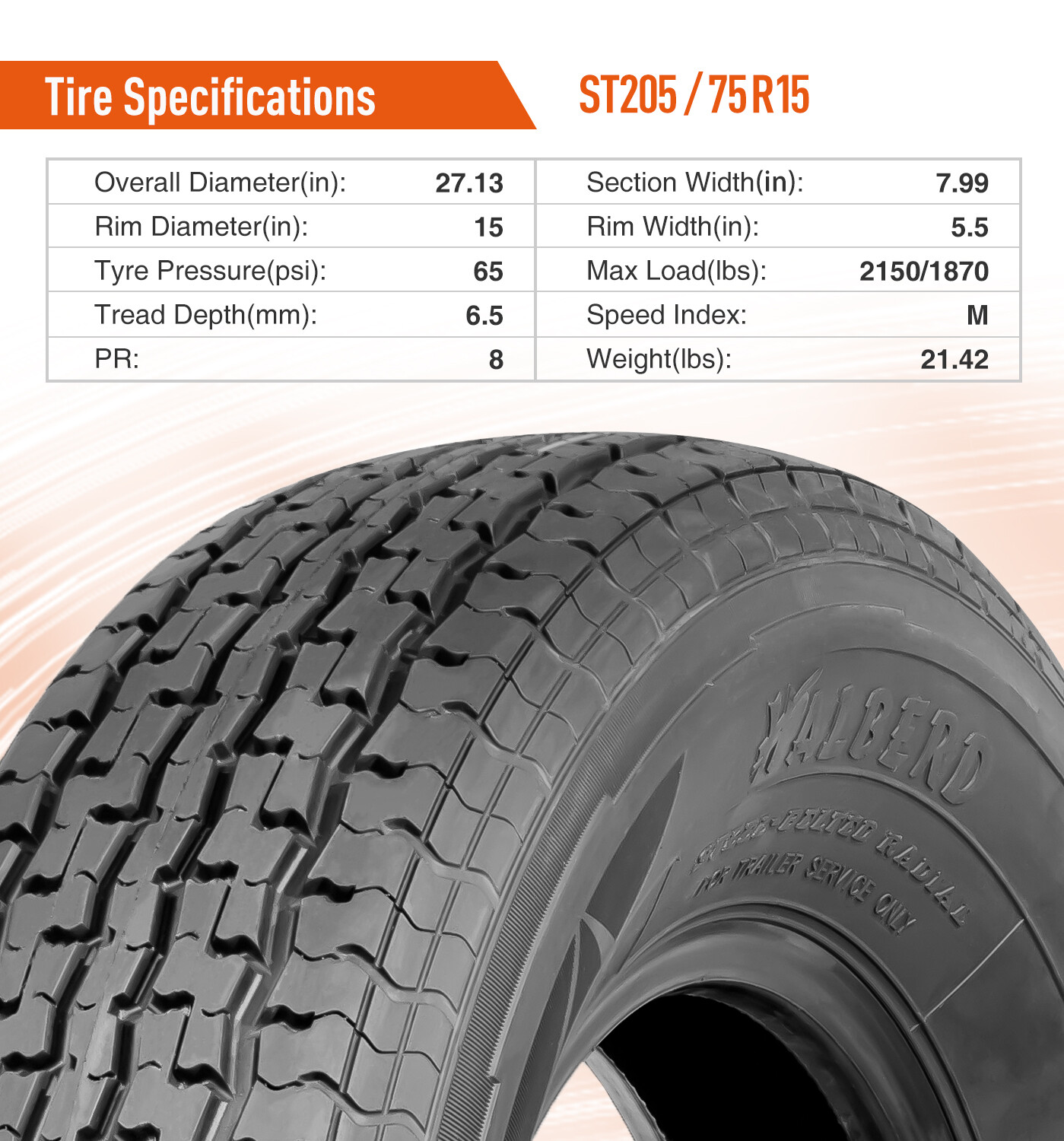 Set Of 2 Radial 8Ply ST205/75R15 Trailer Tires Load Range D 205 75 15 Heavy Duty