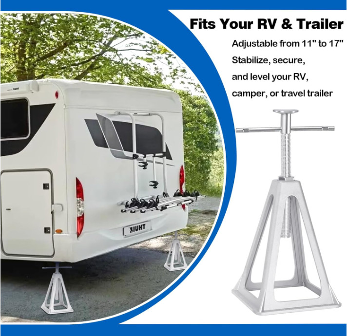 4 Pack RV Stabilizer Jacks 11″-17″ Adjustable Aluminum Screw Jack Stands 7500lbs