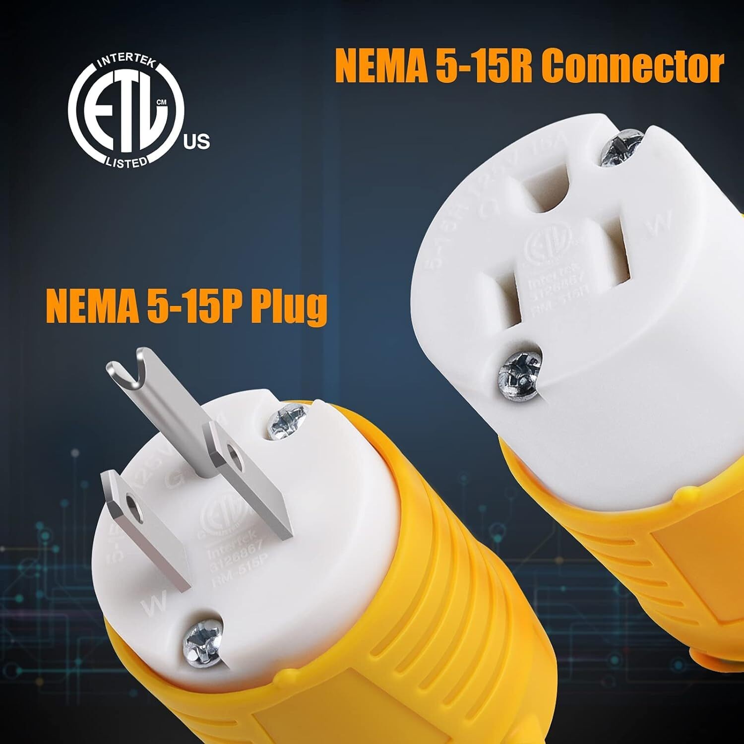 Extension Cord Ends Male Female Plug 15A 125V Replacement Plug Connector 5 Set