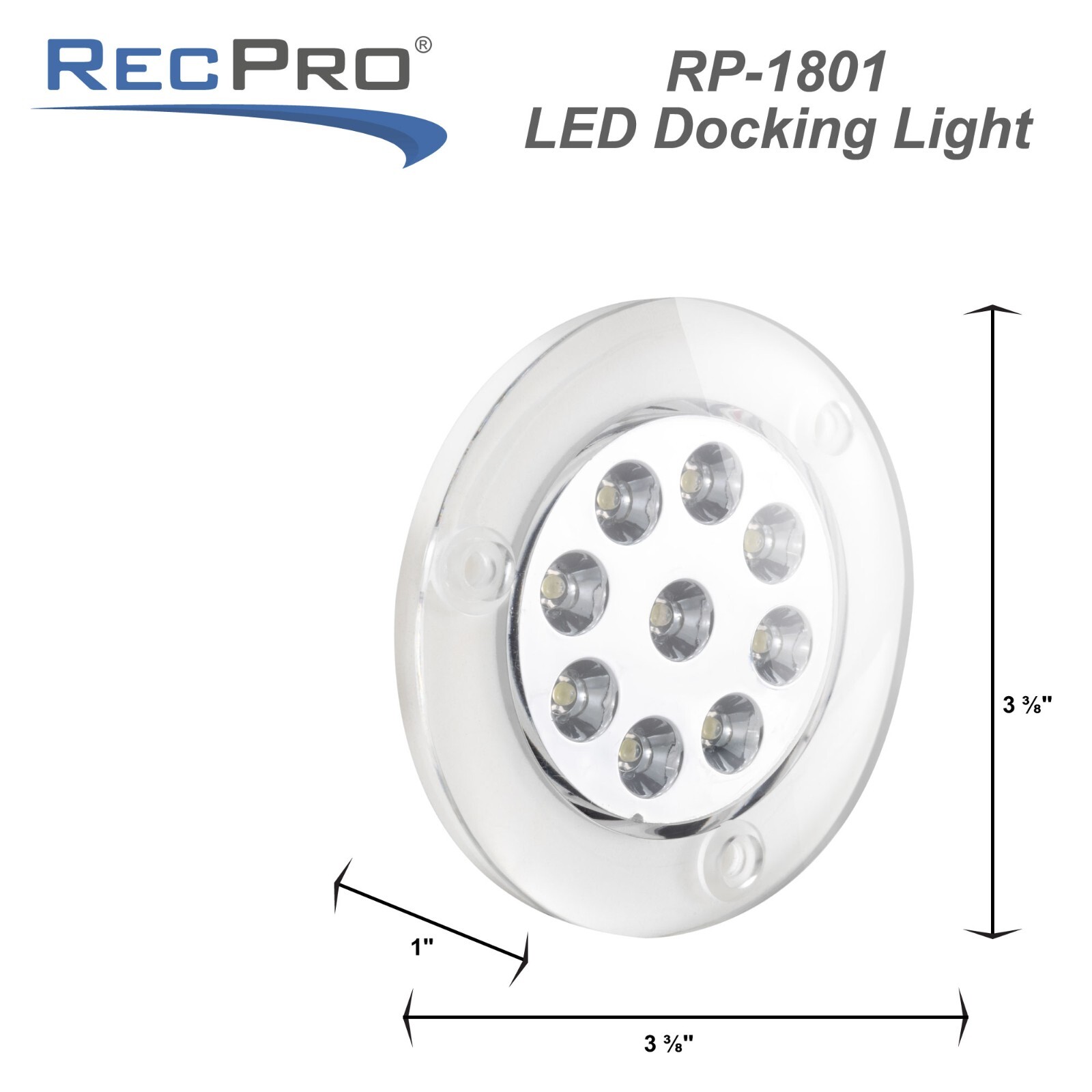 RecPro RV Exterior Docking Light | 9 LEDs | For Camping, Boating, Fishing