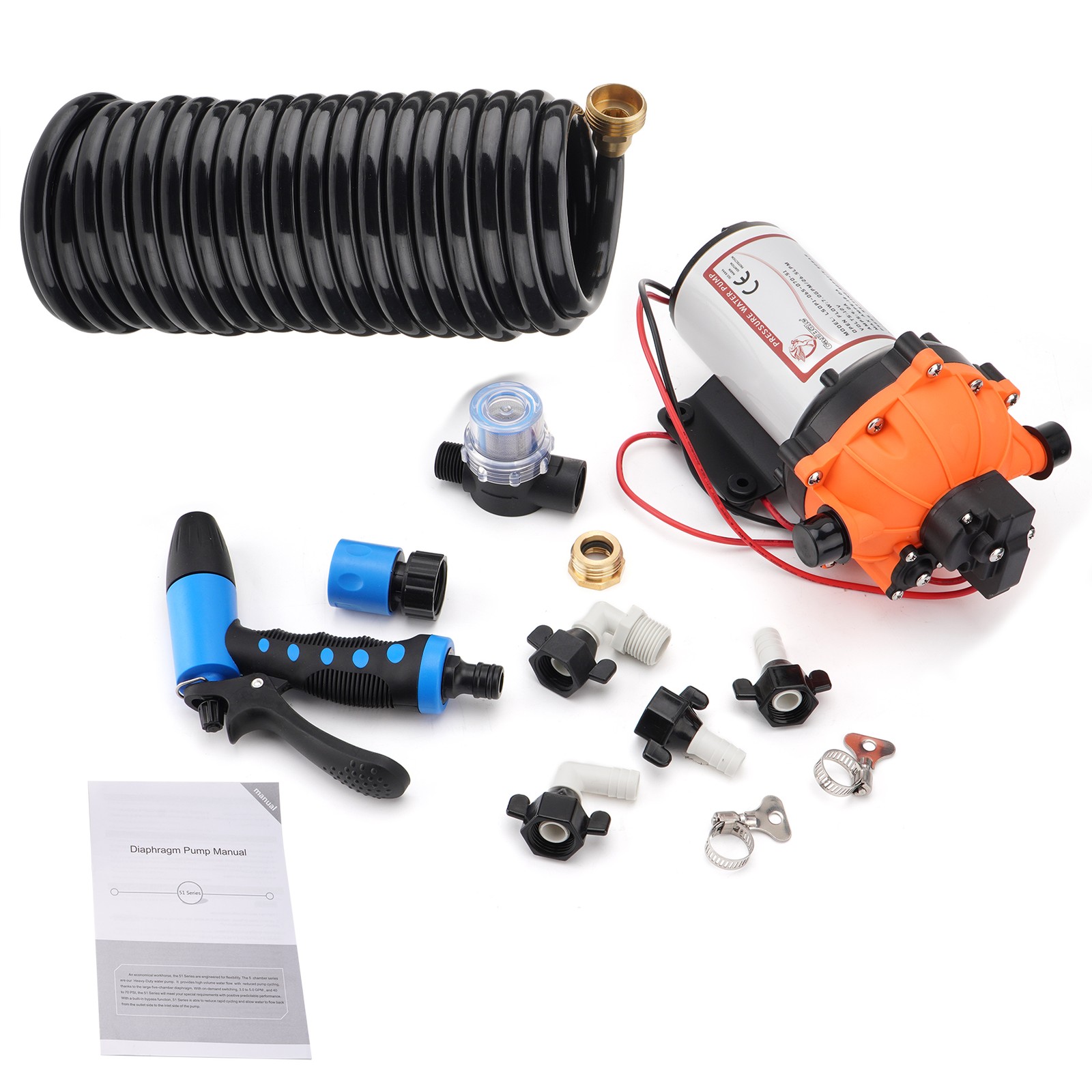 80PSI 7.0 GPM Washdown Pump Kit Marine Self-Priming Water Pump for Boats Campers