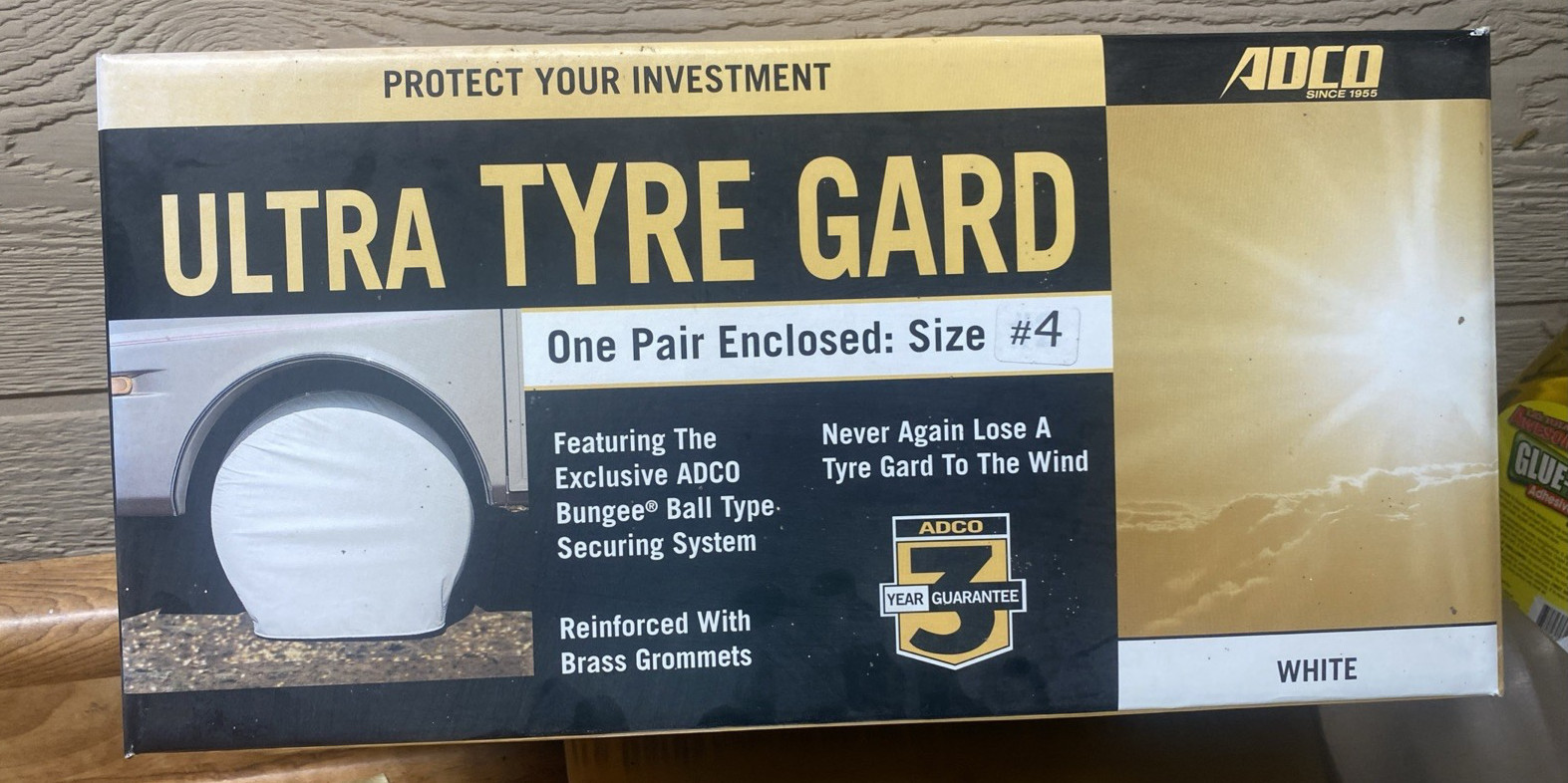 ADCO Ultra Tyre Gard Cover Polar White Size 4 24-26″ Part# 3954 One Pair NIB