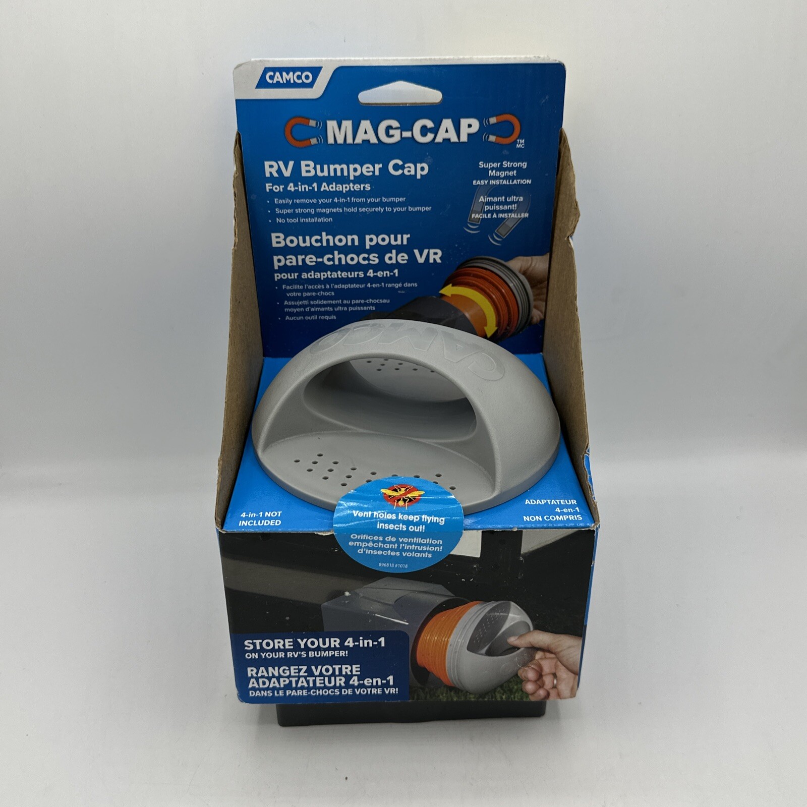 Camco 40335 No-Insect 4-in-1 Magnetic Bumper Vented Cap *NEW IN PACKAGE