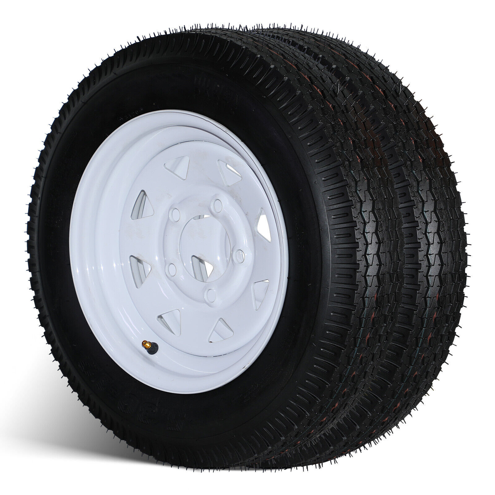 Set of 2 Trailer Tires & Rims 4.80-8 4.80×8 Load Range B 5 Lug Hole White Wheel