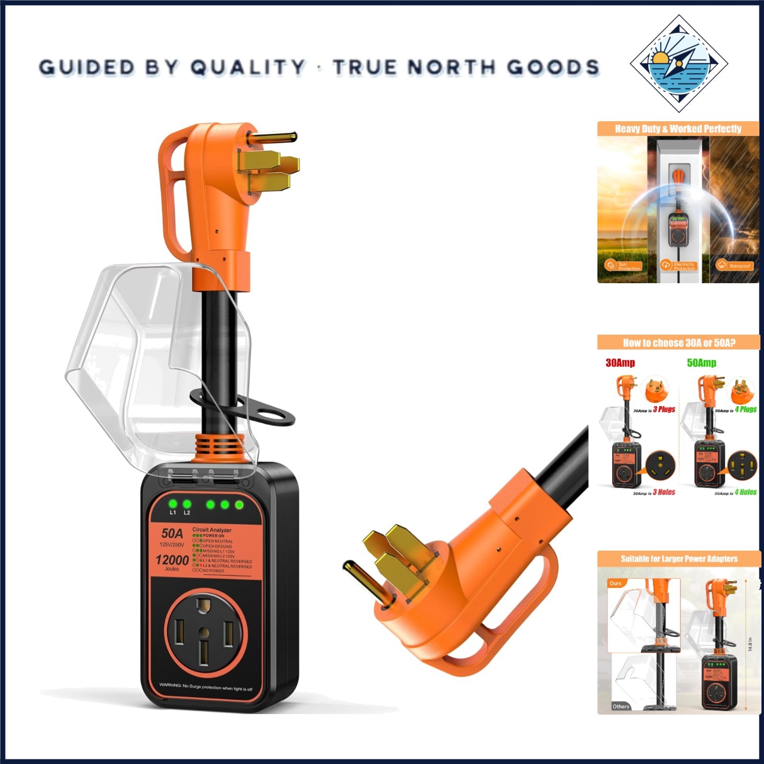 Compact 50 Amp RV Surge Protector with Reliable Circuit Protection for Campers