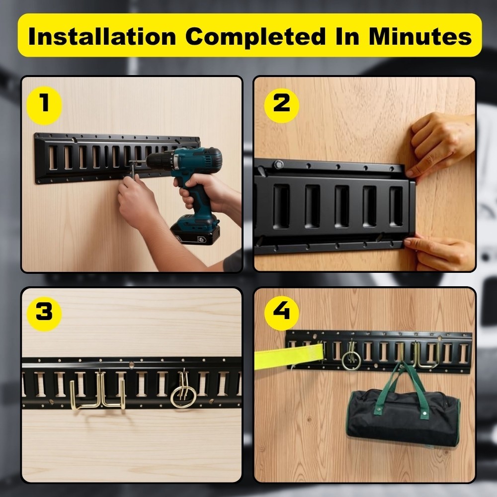 E-Track Tie Down Rail Kit 12PCS 2FT Powder Coated Black Enclosed Cargo Trailer