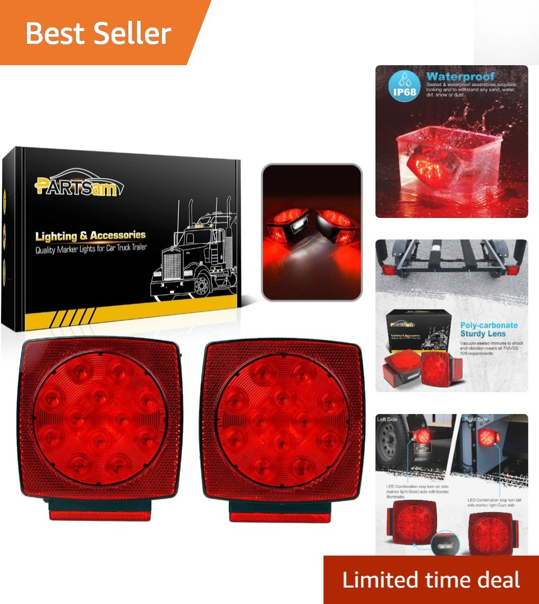 Universal Fit 12V LED Tail Lights for Trailers, Boats, RVs – Waterproof Design