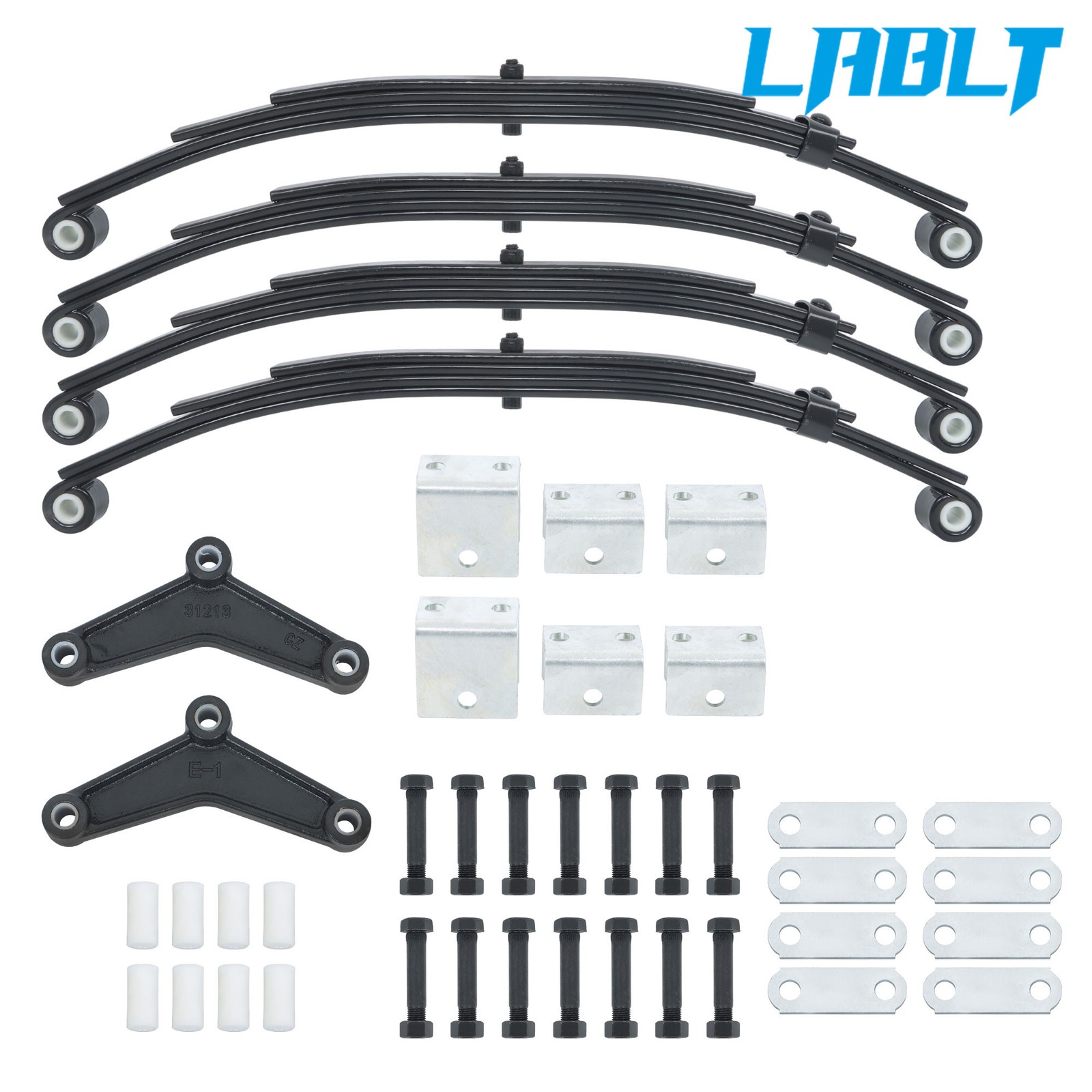 5000lbs Tandem Trailer Axle Suspension 2500lbs 4 Leaf Springs+U-bolt+Hanger Kit