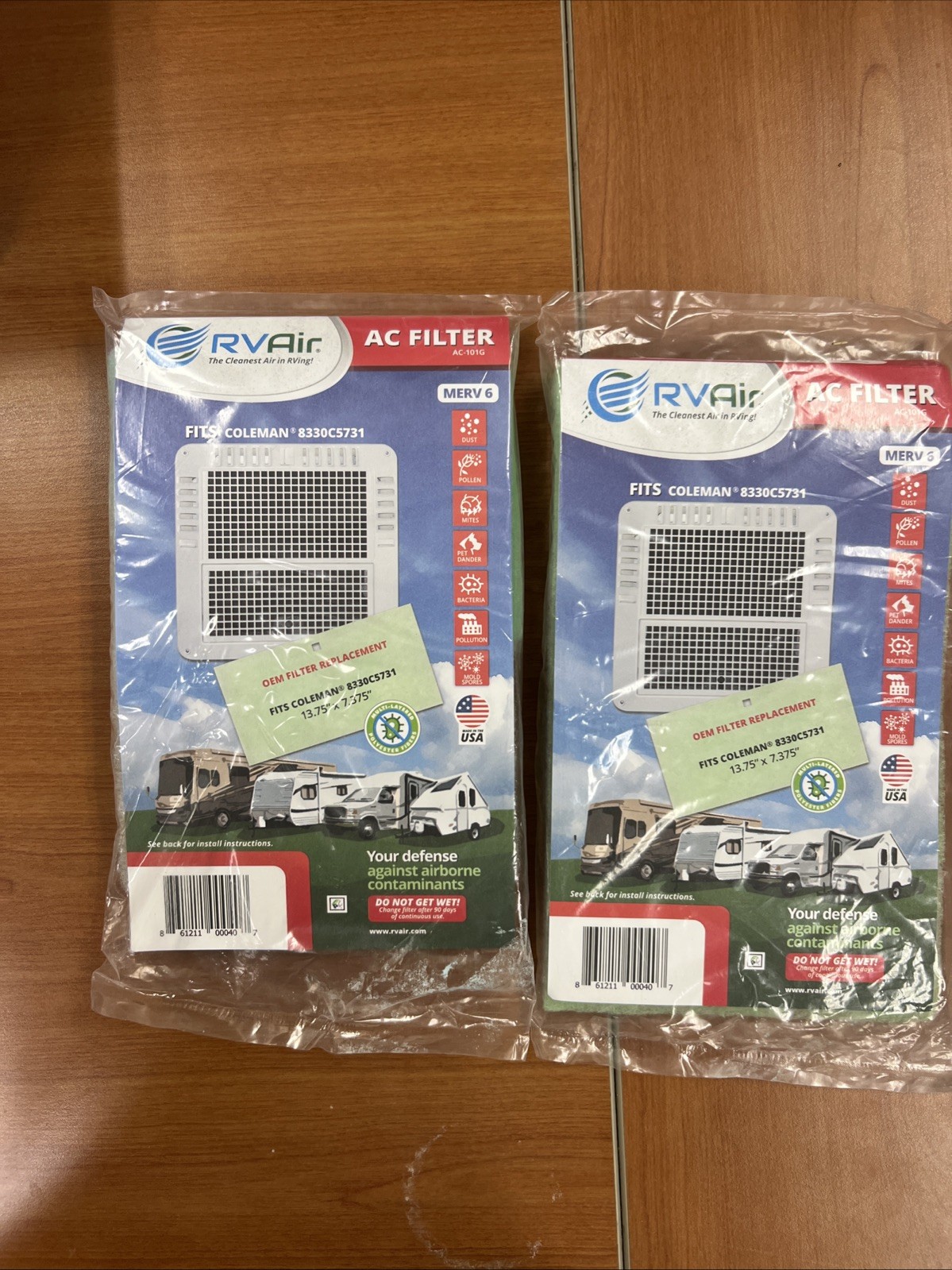 Lot of 2 RVAir AC-101G Filter Merv 6 OEM Replacement 7.375″ x 13.75″ –
