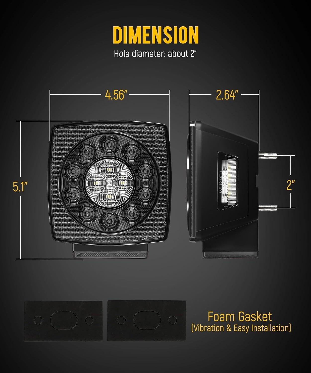 Waterproof LED Trailer Lights with Multi-Functions – Easy Install 2 Count