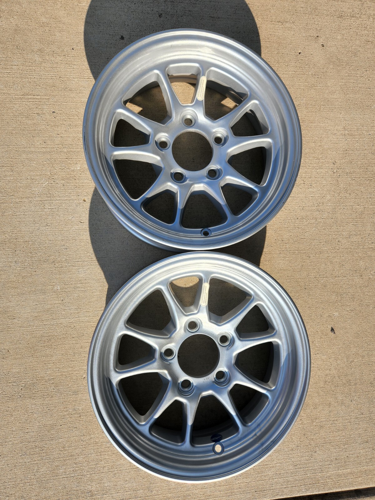PAIR OF 14″ X 5″ 5 LUG ON 4.5 ALUMINUM TRAILER WHEELS