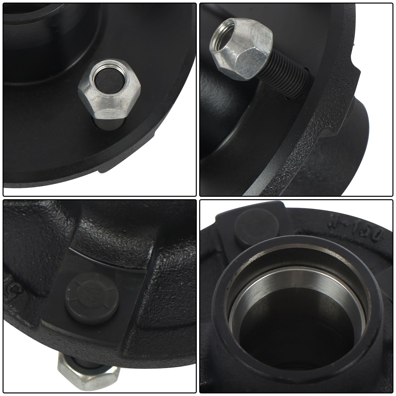 Pre-Greased Pair of 5-Bolt on 4-1/2 Inch Hub Assembly and 1″ Square BT8 Spindle