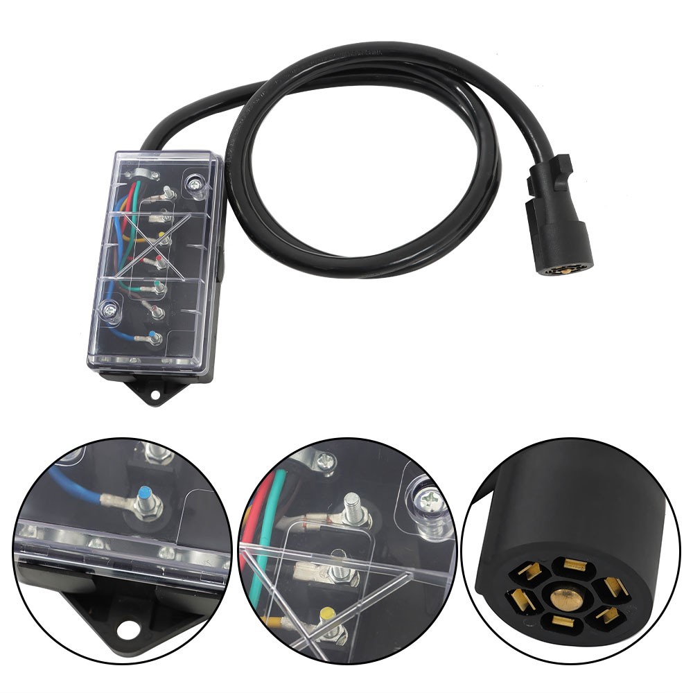 6FT RV Trailer 7 Way Trailer Cable with 7 Pin Plug & 7 Gang Junction Box
