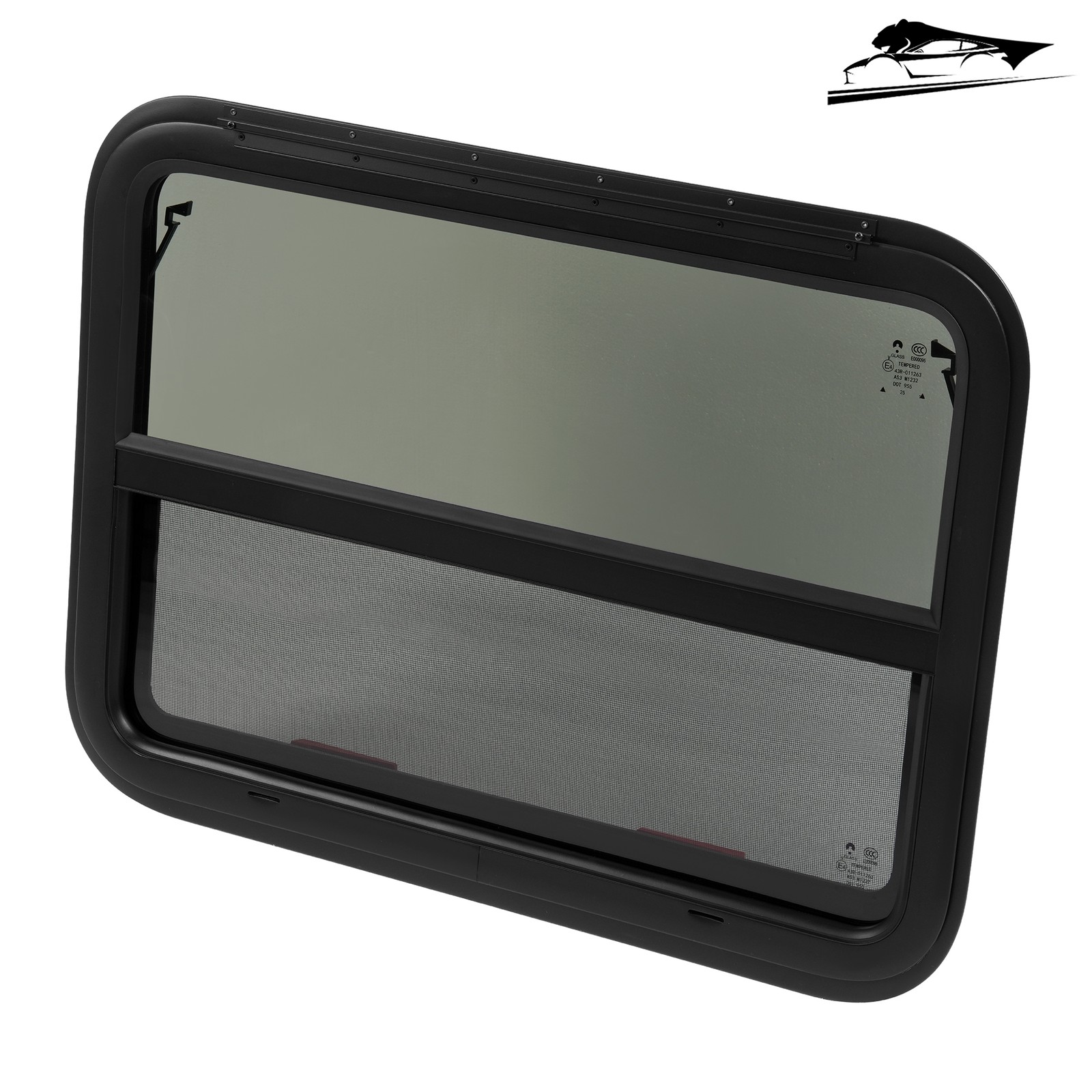 32″ W x 23.5″ H RV Window Vertical Slider Hinging Exit Trailer Dark Screen