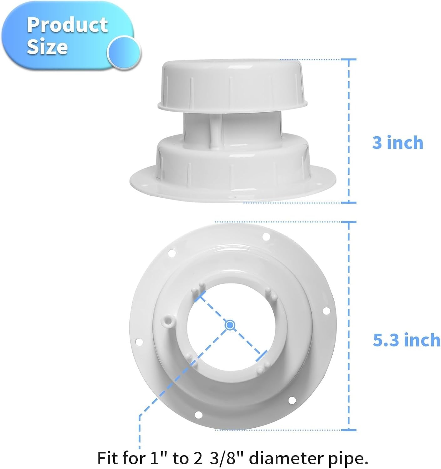 Durable Water Resistant RV Vent Covers – Easy Install for 1-2 3/8 Inch Pipes