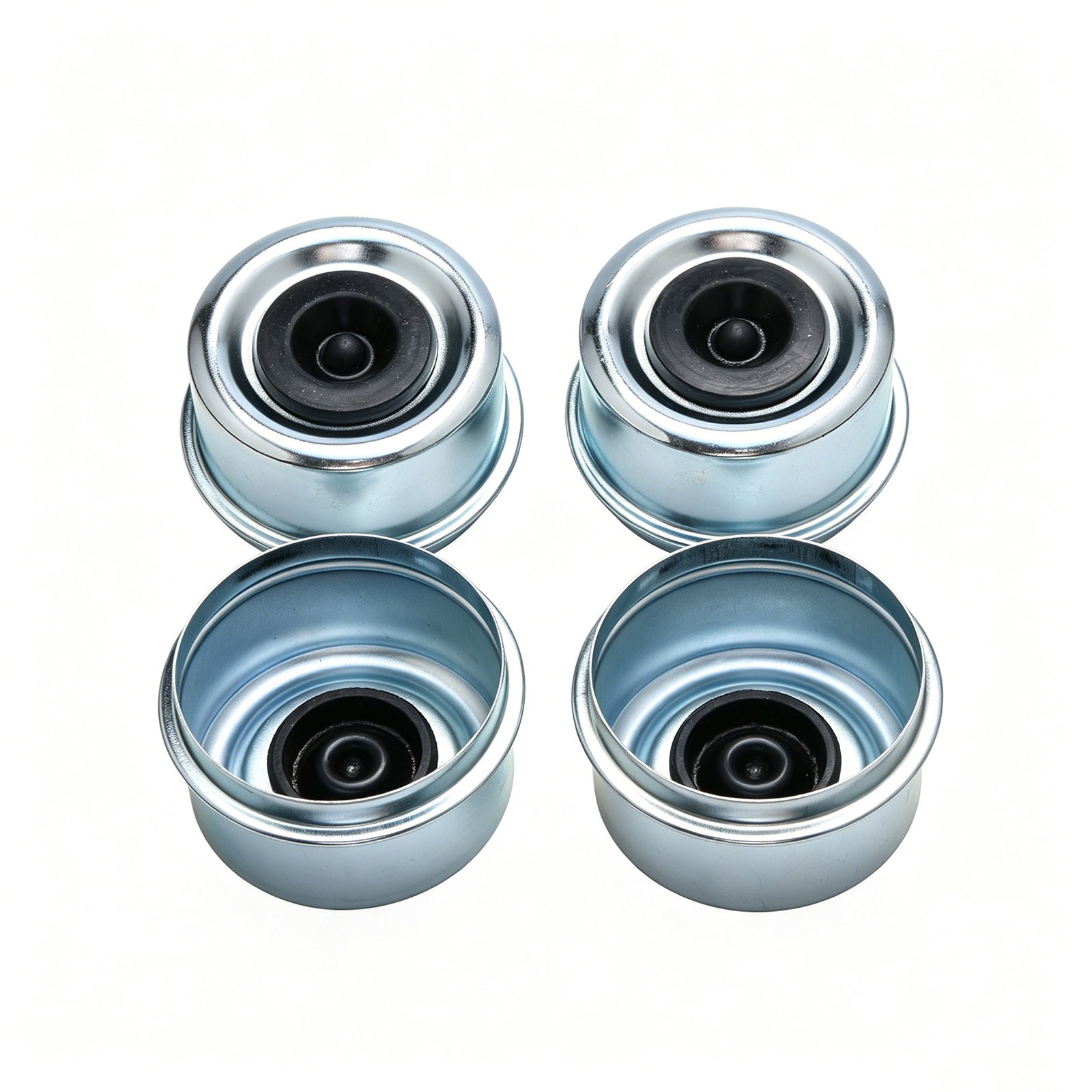 4Pcs 2.44″ For Dexter Dust Cap Heavy Duty Iron Hub Cap w/ Rubber Plug & Spare