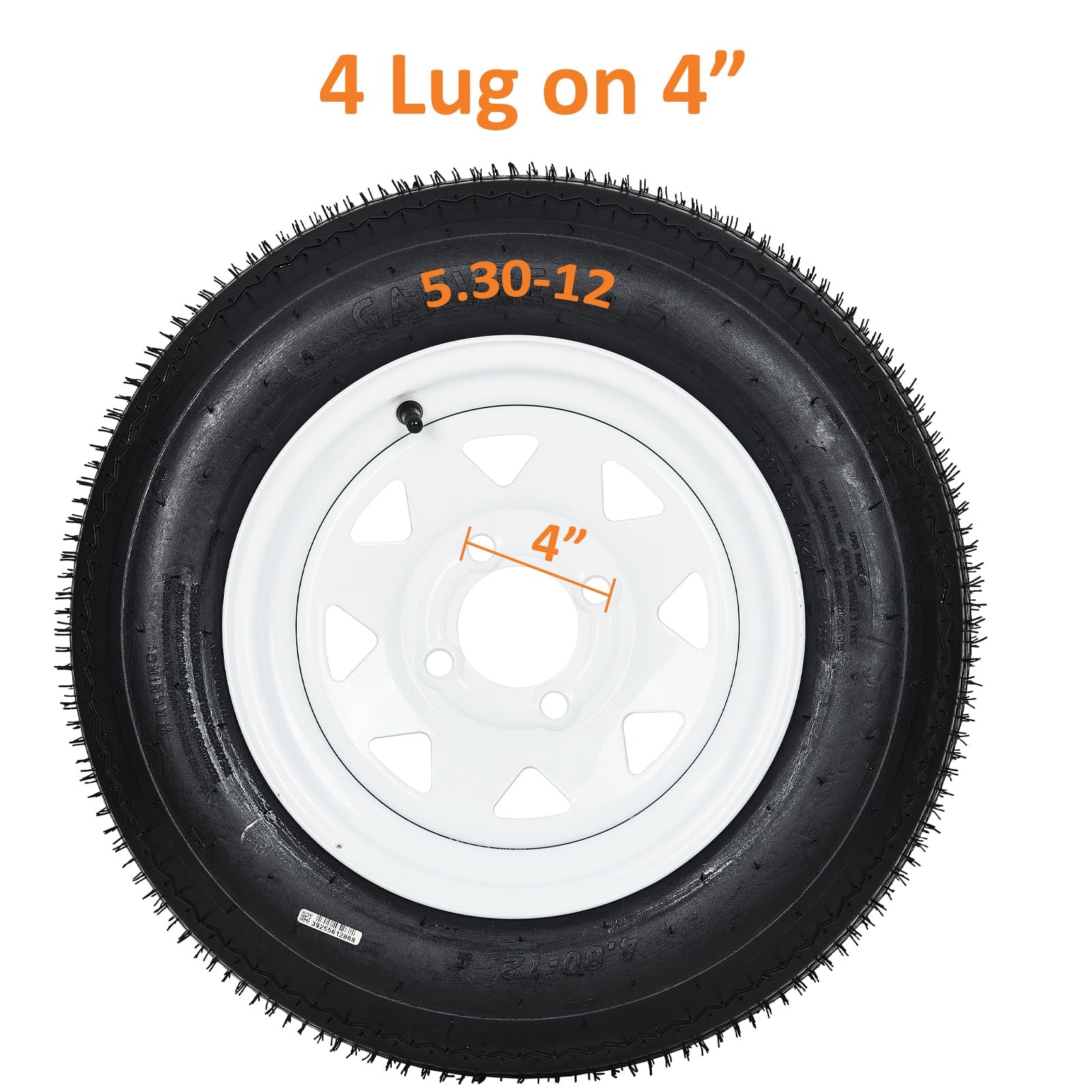 ⭐Upgraded 5.30-12 5.30×12 530-12 Trailer Tires with 12” Rims 4 Lug 6PR Set of 4