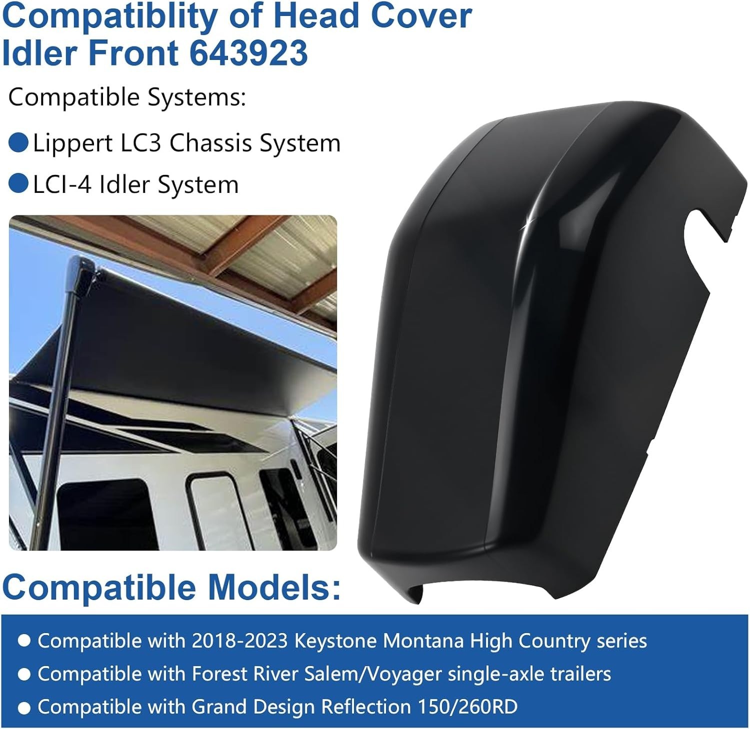 High-Strength Black Regal Head Motor Cover 643923 for Lippert RV Awning Systems