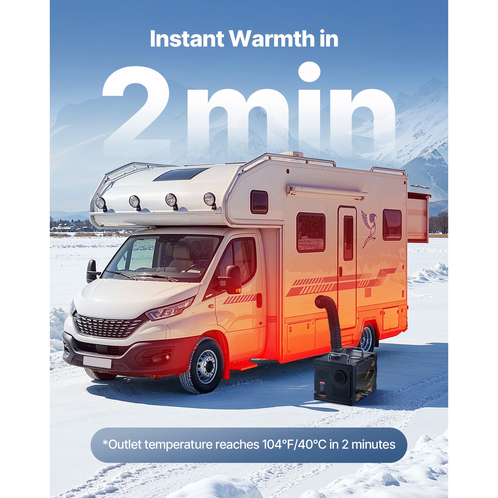 Uimoso Portable Diesel Air Heater 8KW DC 12V/24V with Bluetooth and 1.9 Gal Tank