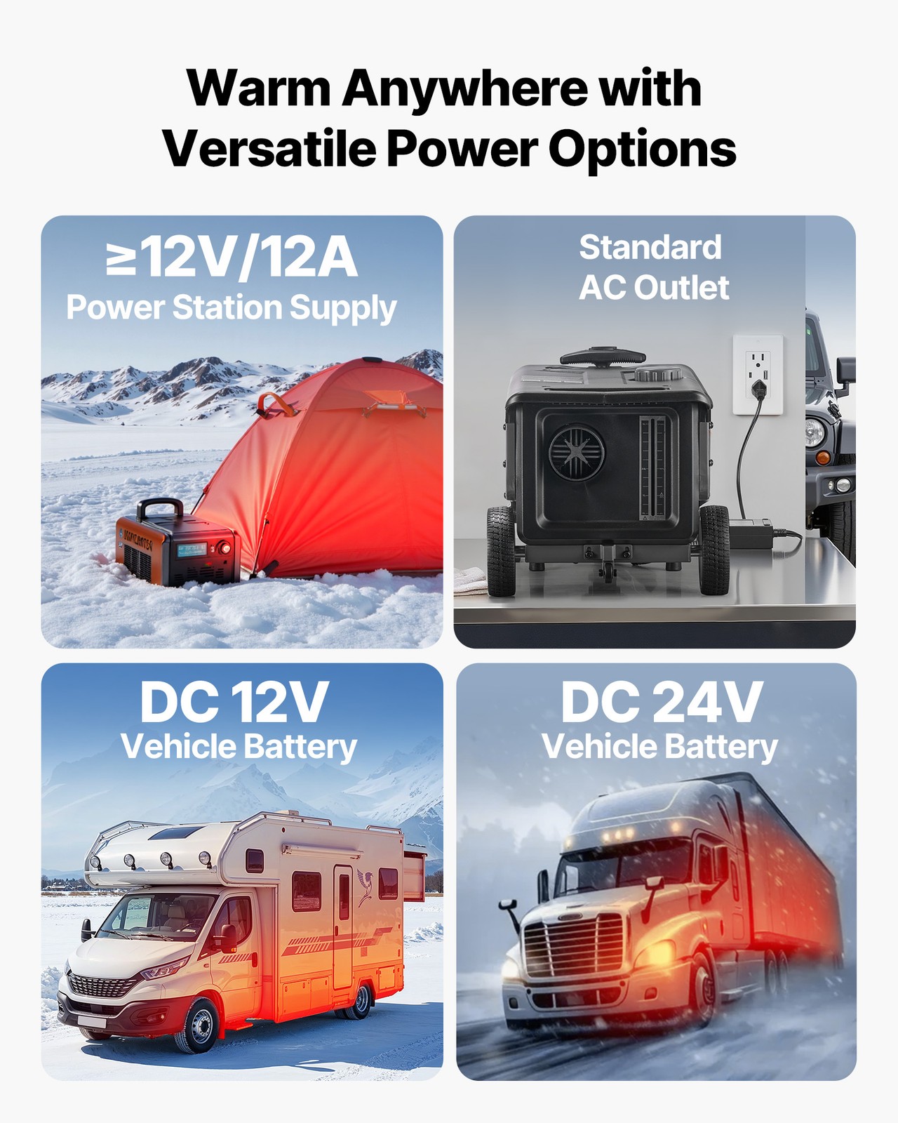 VEVOR Diesel Heater Portable Diesel Air Heater 8KW DC 12V/24V Trolley 1.3 Gal