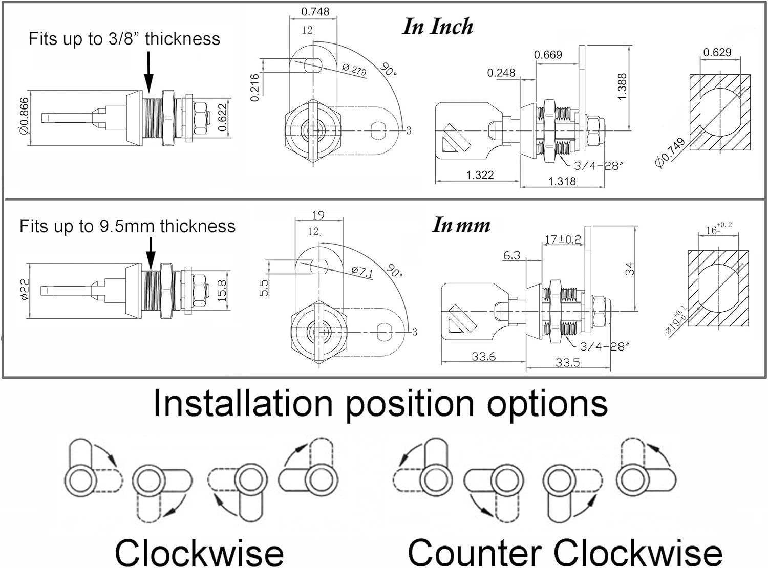 Secure Your Storage: 2-Pack Tubular Cam Locks with Non-Key Retaining Mechanism