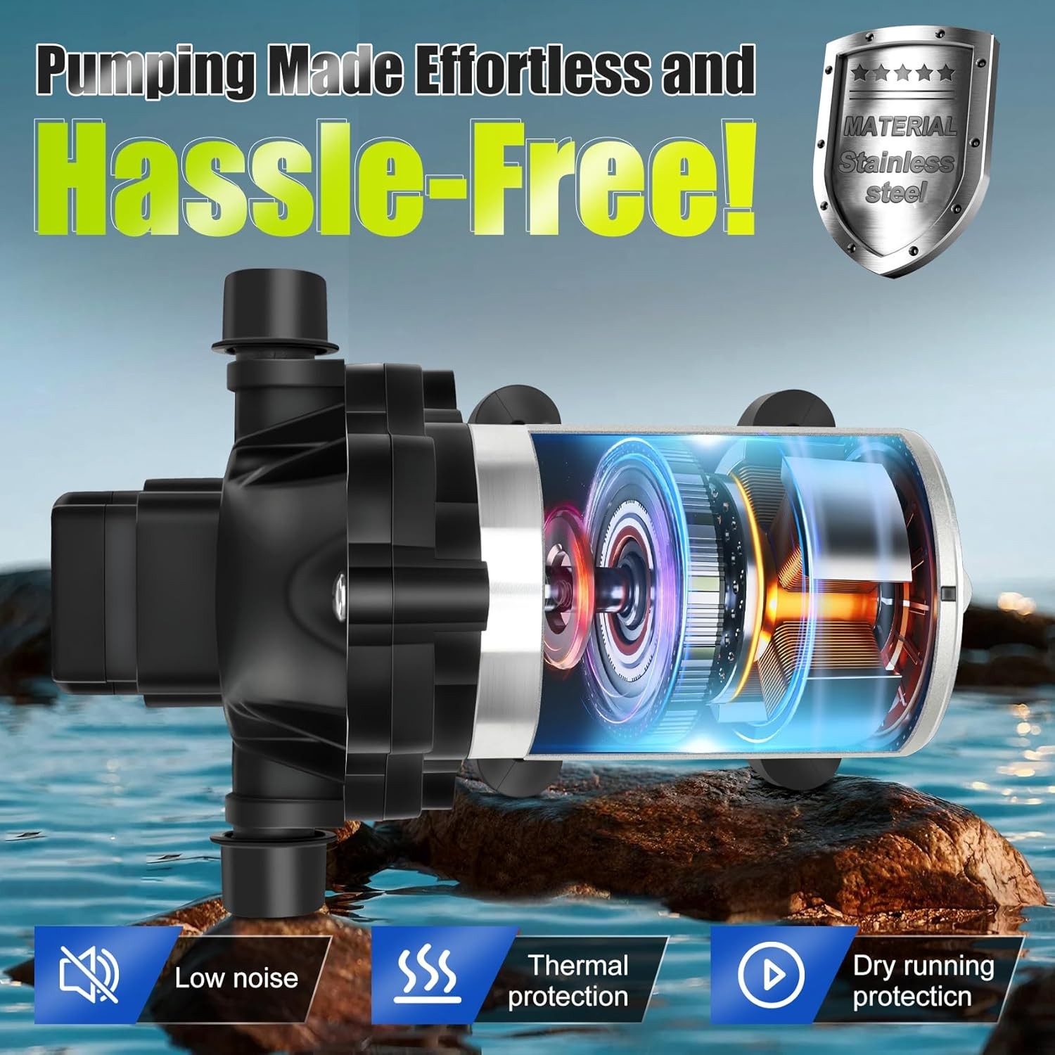 High-End Fresh Water Pump 12V 3.5 GPM DC RV 45psi 1/2 NPT Motorhome 2088-554-144