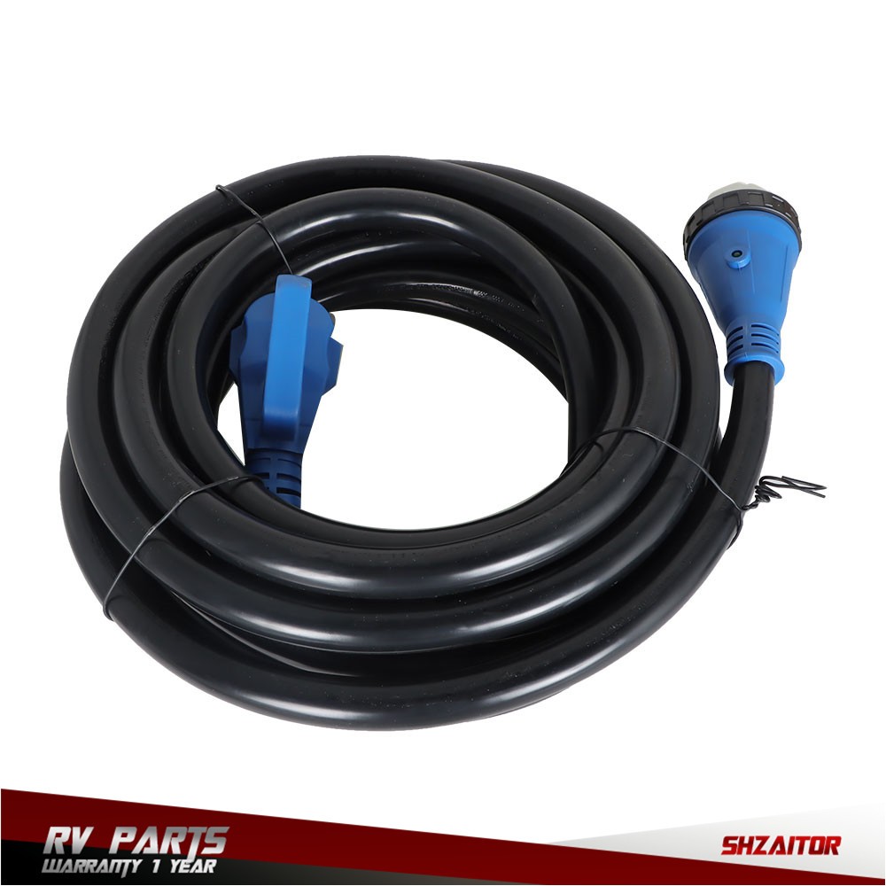 30FT 50Amp RV Extension Cord + Power Inlet Box Combo Kit Twist Lock + LED