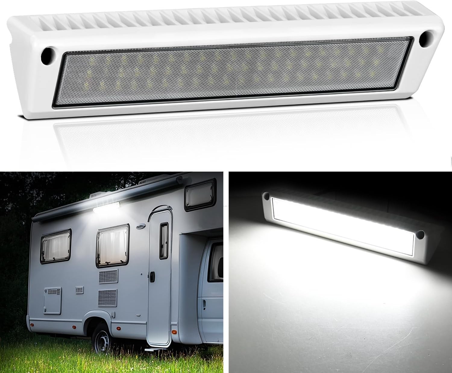 Nilight Rv Exterior Porch Light 13 Inch 1PC Flood Beam White Aluminum Housing