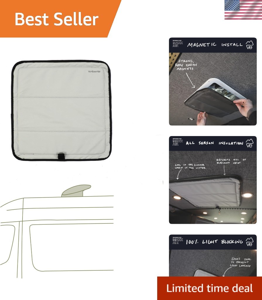 Magnetic Insulated Roof Vent Sun Cover for MaxxAir & Fantastic Fan 16.5″
